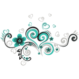 Teal & Black Frutiger Aero Floral Swirls Aura Y2K