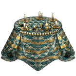 Teal & Gold Rococo Victorian Tea Table Top Skirt