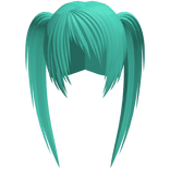 teal choppy messy scene emo high long pigtails