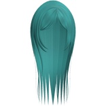 Teal Long Straight Hair W Curtain Bangs