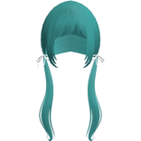 Teal Pigtails Bows Long W Bangs