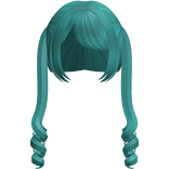 Teal Twin Swirly Curls W Bangs
