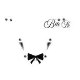 face piercing set w black bow & tattoo