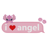 I Love Angel Stitch Text Alien