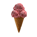 Three-scoop strawberry ice cream cone