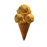Three scoops of mango ice cream