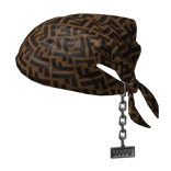 Tied Fendi Designer Brown Bandana Hat with Chain 