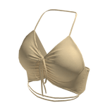 Tied Top Beige Hawaiian Urban Tube Crop Bikini Y2K