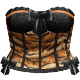 Tiger Print Corset Y2K Black Bows 2000s Scene 
