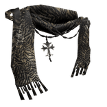 Tiger textured Chrome scarf w pendant