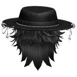 Tilted Wolfcut Pierced Sun Hat Messy Hair Black