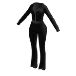 Tracksuit Black Euina Outfit Flared Pants Crop Top