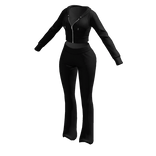 Tracksuit Black Euina Outfit Flared Pants Crop Top