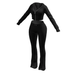 Tracksuit Black Juicy Outfit Flared Pants Crop Top