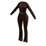 Tracksuit Brown Euina Outfit Flared Pants Crop Top