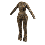 Tracksuit Leopard Outfit Flared Pants Crop Top Y2K