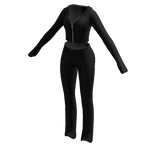 Tracksuit Outfit Black Juicy Flared Pants Crop Top