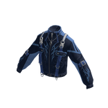 Tribal Buckle Strap Zip Jacket (Blue)