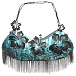 Tropical Blue Black Y2K Beach Hibiscus Gyaru Bag