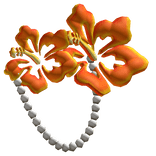 Tropical Orange Gyaru Hibiscus waist pearls