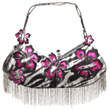 Tropical Zebra Pink Y2k Beach Hibiscus Gyaru Bag