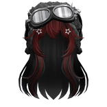 Two-Tone Anime Hair w/ Goggles Ushanka Red&Black