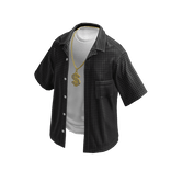 Unbuttoned Grey Plaid Shirt w/ Gold Dollar Chain