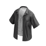 Unbuttoned Grey White Shirt w/ SIlver Cross Chain