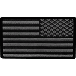 US Flag Embroidered  Patch, Gray On Black