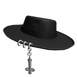 [V1] Black Pierced Wide Brim Hat