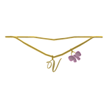 ♡ V initial w bow ( Gold )
