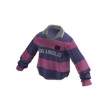 💗V-NECK SPORTY COLLAR T-SHIRT_PINK/PURPLE