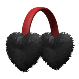 valentines black red fluffy heart earmuff