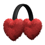 valentines red black heart fluffy earmuff