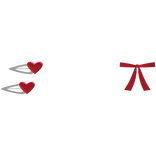 valentines red white heart hairclips with bow