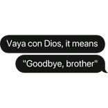 Vaya con Dios, it means "Goodbye, brother" text