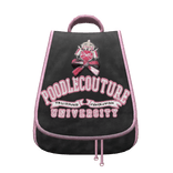 Vintage 2000s Velour Backpack | Black & Pink