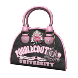 Vintage 2000s Velour Bowler Bag | Black & Pink