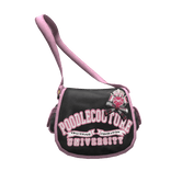 Vintage 2000s Velour Crossbody bag | Black & Pink