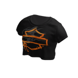 Vintage Biker Eagle Black Orange Crop Top