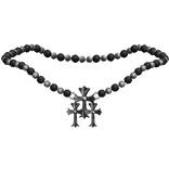 Vintage Chrome Cross Necklace w/ Beads