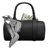 Vintage High Fashion Heel Purse Money Black Silver