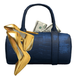 Vintage High Fashion Heels Purse Money Navy Gold