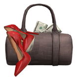 Vintage High Fashion Heels Purse Money Red Brown