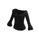 vintage off-shoulder ruffled blouse (black)