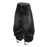💵VINTAGE WASHED DENIM PANTS WITH SHOES BLACK