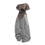 Vintage Y2K White Baggy Jeans Girl Outfit / 01