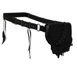 Vkei Leather Feather Waist Belt Satchel Bag Silver