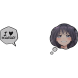 Waguri Kaoruko Thinking Bubble + I Love Text