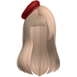 Wavy Blonde Hair w Red Beret